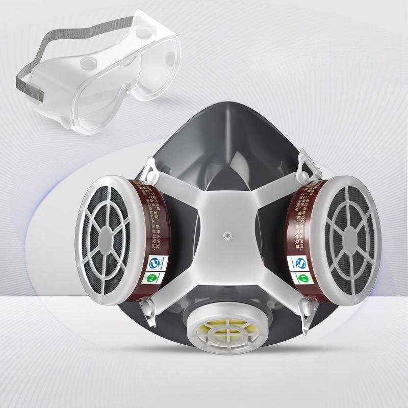 Painting Gas Mask Respirator Set Dual Charcoal Filters Spray Chemical Industry Pesticide Anti Fog Glasses Protective Masks