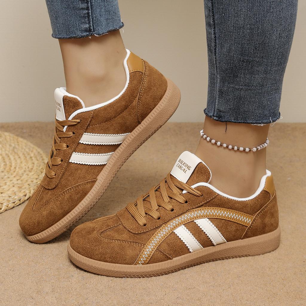 Sneakers Women's 2025 Autumn New Flat Lace-up Color-blocking Moral Training Shoes