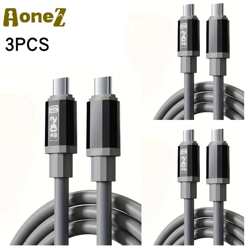 1.5 Meter Durable Portable High Power 240W USB C Fast Charger Cable with Power Monitor for Most Phones and Tablets Type C Cord