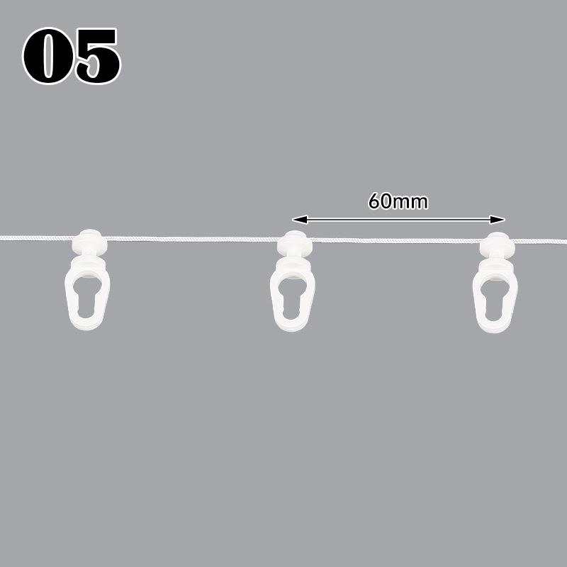 2M Silent Curtain Track Pulley For S Fold Wave Curtains Rail Distance 60mm S-wave Curtain Line Runner Curtain Track Accessories