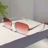 Rimless Oval Sunglasses Men New Fashion Vintage Gradient Casual Shades Women Trendy Luxury Brand Design Decor Sun Glasses