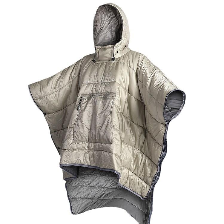 Wearable Cloak Sleeping Bag Ultra Light Silk Wadding Thickened Cape Style Cold Proof Sack for Adult Outdoor Camping