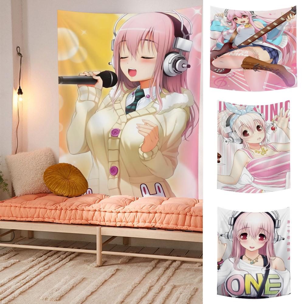Cute Anime Super SSonico Tapestry Microfiber Wall Hanging For Bedroom Living Room Decor Outdoor Festival Garden Bar Background