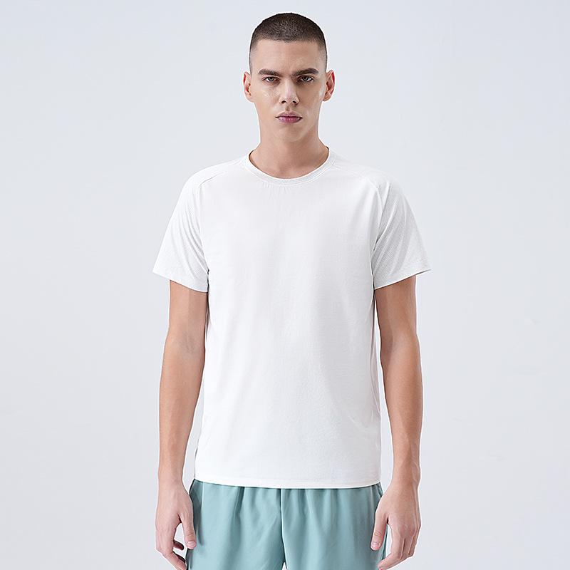 Quick-dry T-shirt for Men, Summer Crew Neck, Solid Colour, Sports-inspired Urban Casual Running Top, Breathable Outdoor Hiking Short-sleeved Shirt