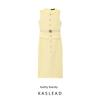Kaslead New Women Clothes Western Style Fashion With Belt Crepe Midi Dress 3897054