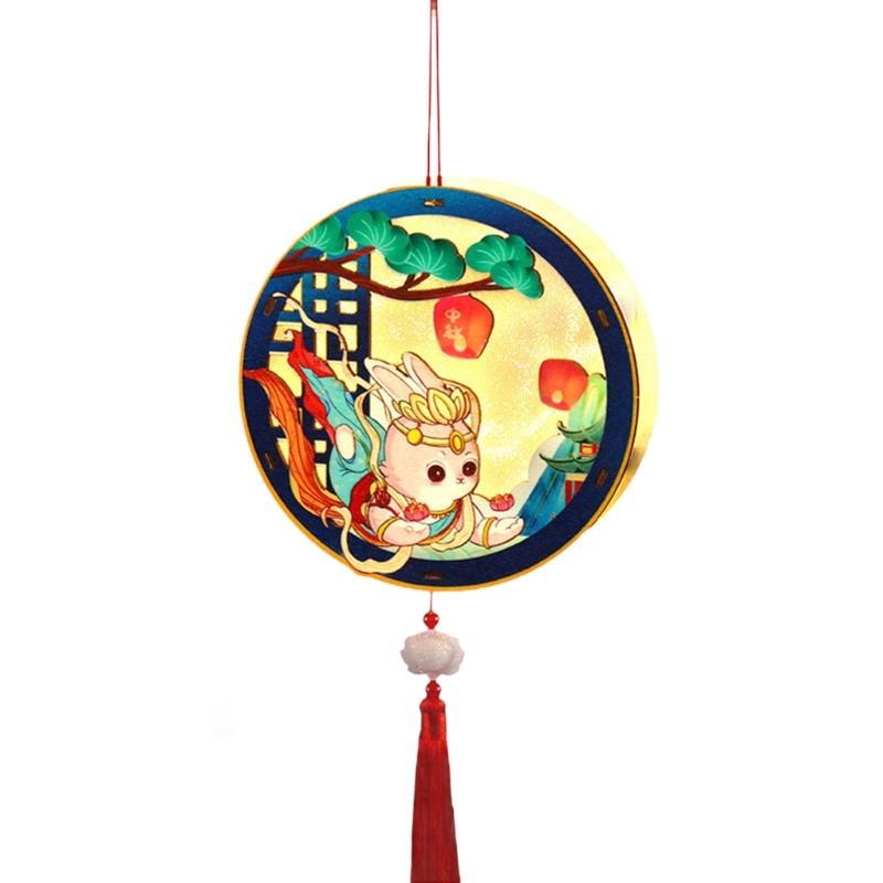 Lovely Rabbits Light Hanging Decors Portable Autumn Festival Rabbits Light Decoration for Cultural Enthusiasts
