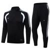 Men Women Soccer Training Kit Half-Zip Long Sleeve Jersey Shorts Set Football Practice Matches