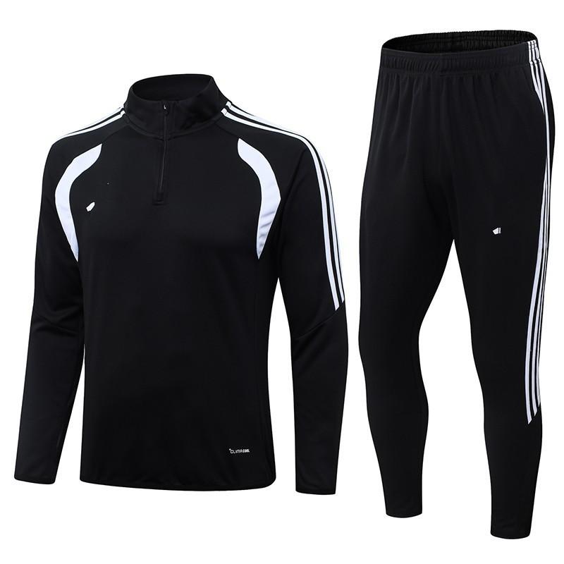Men Women Soccer Training Kit Half-Zip Long Sleeve Jersey Shorts Set Football Practice Matches