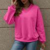 Fall Casual Drop Shoulder V Neck Oversized Sweatshirts Womens Fleece Long Sleeve Pullover Top Outfits