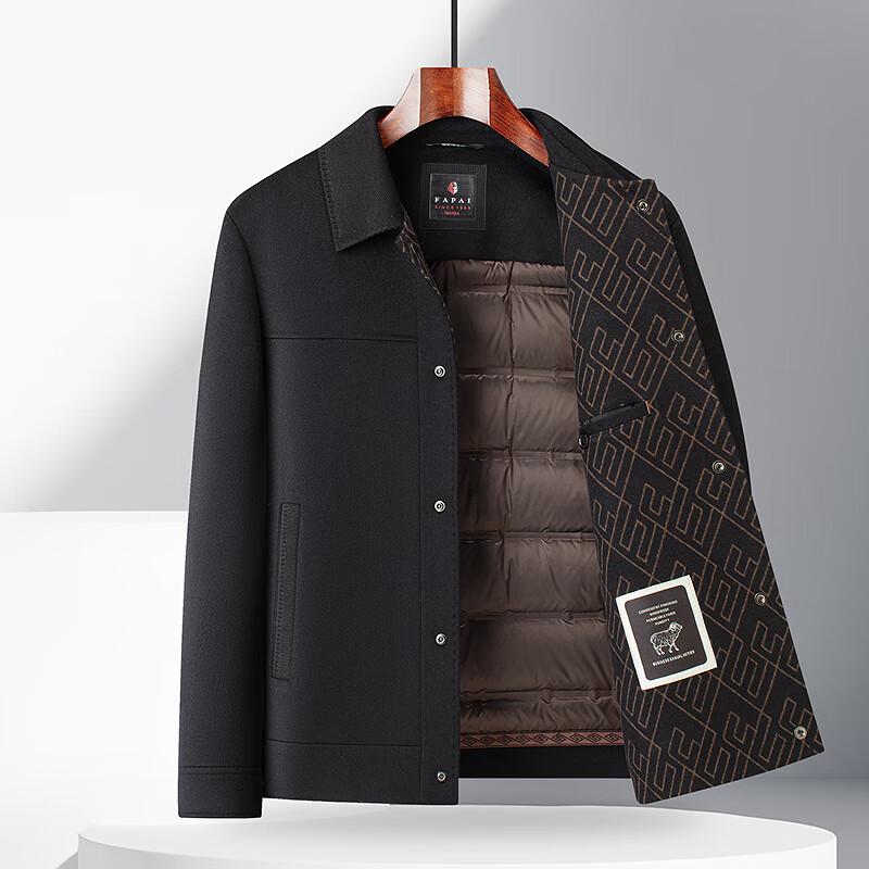 FAPAI Men's Merino Wool Blend Detachable Down Liner Wool Jacket