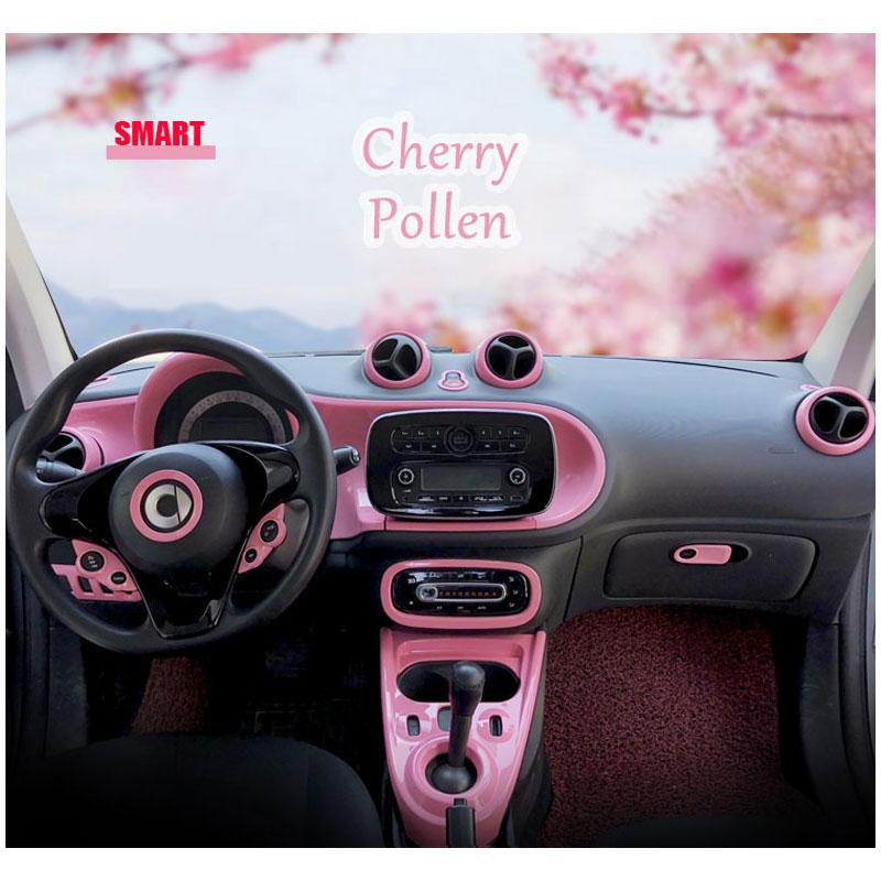 Car Pink Full Interior Modification Window Lift Panel Decoration Sticker For Smart 453 Fortwo Forfour Car Styling