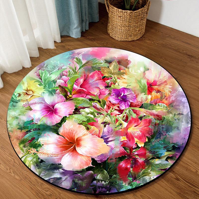 Schlafzimmer Wohnzimmer Teppich Rutschfester Bereichsteppich Gold Rosenmuster Runder Fußabtreter Küche Flur Läufer