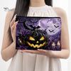 Washable Storage Pouch Bag, with Halloween Pattern Print, Smooth Zipper Durable Canvas Dust-proof Container Organizer, Portable Stationery Case,
