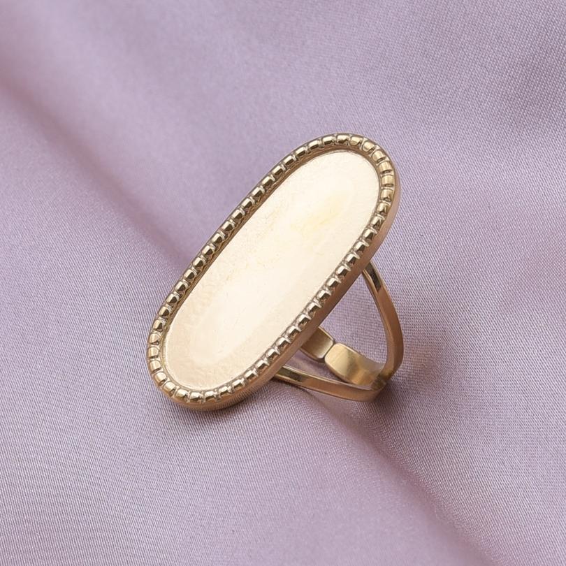 Klassisk Retro Öppningsbar Justerbar Ring Oregelbunden Geometri Hjärta Ellips Vattendroppe Glänsande Rostfritt Stålringar Semesterpresent