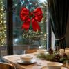 Holiday Glass Clings Christmas Bow Window Sticker Red Static Cling Waterproof Electrostatic Film Removable PVC Decal for Home Windows Doors