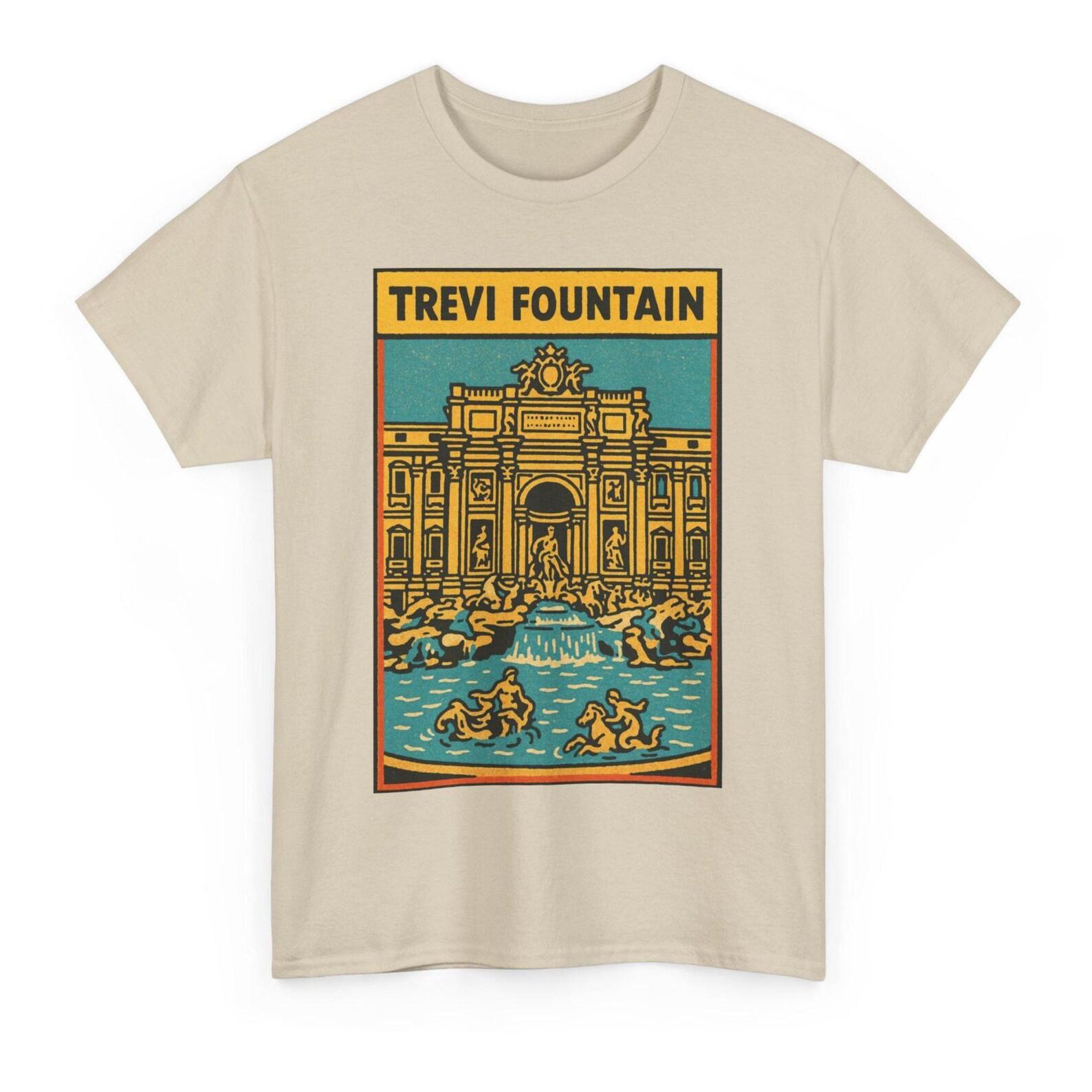 Trevi Fountain T-Shirt: Retro Comic Style Rome Landmark Tee 4XL