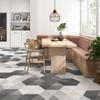 50Pcs Grey and White Marble Wood Bohemian Peel and Stick Self-Adhesive Hexagon Tile Stickers for Home Cabinet Kitchen Living Room Wall