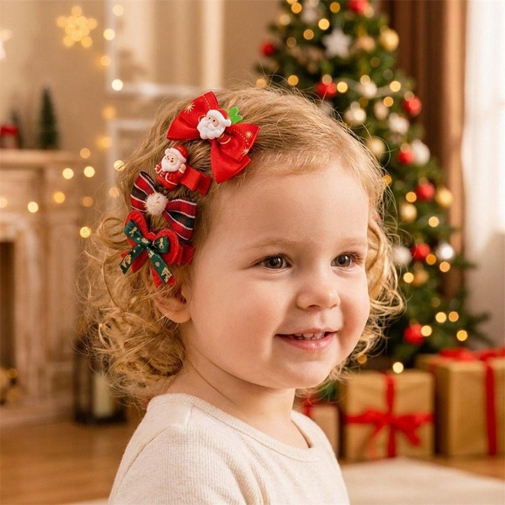 Bow Christmas Hairpin Resin Xmas Barrettes Exquisite Christmas Hair Clip Set Christmas Gifts