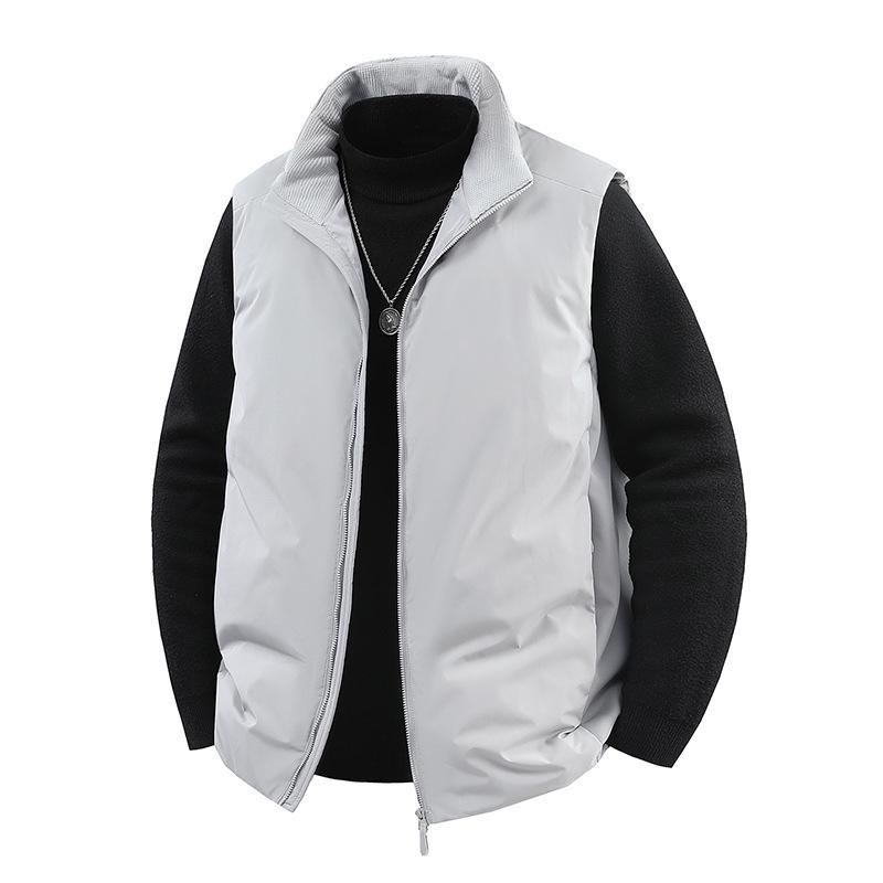 

Winter 2025 Men s Stand Collar Sleeveless Down Vest - Casual Outdoor Sportswear 4XL світло-сірий колір