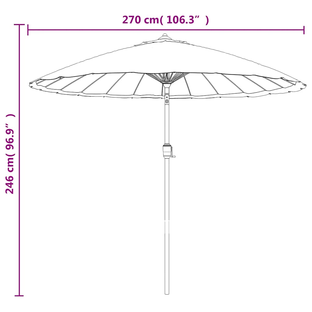270 cm Anthracite Grey Sun Umbrella with Aluminum Pole