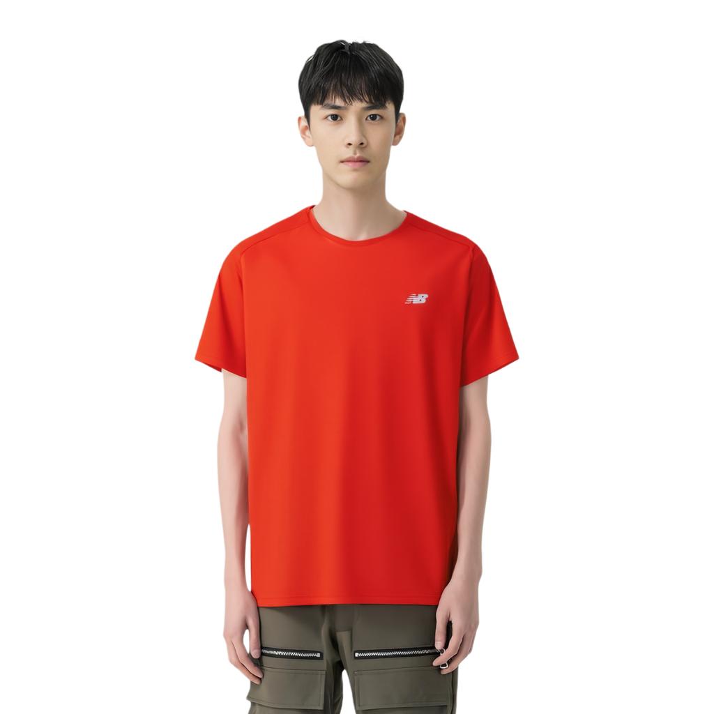 Men's New Balance T-Shirts Men's Red Crew Neck Moderate Straight Fit