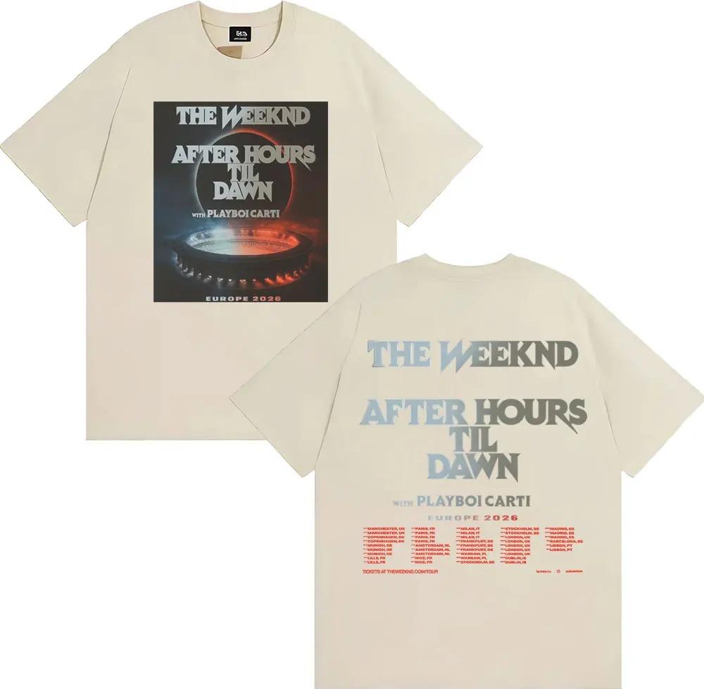 The Weeknd After Hours Til Dawn x Playboi Carti Europe 2026 Tour Dates TShirt Unisex Casual 100 Cotton Short Sleeve TShirt