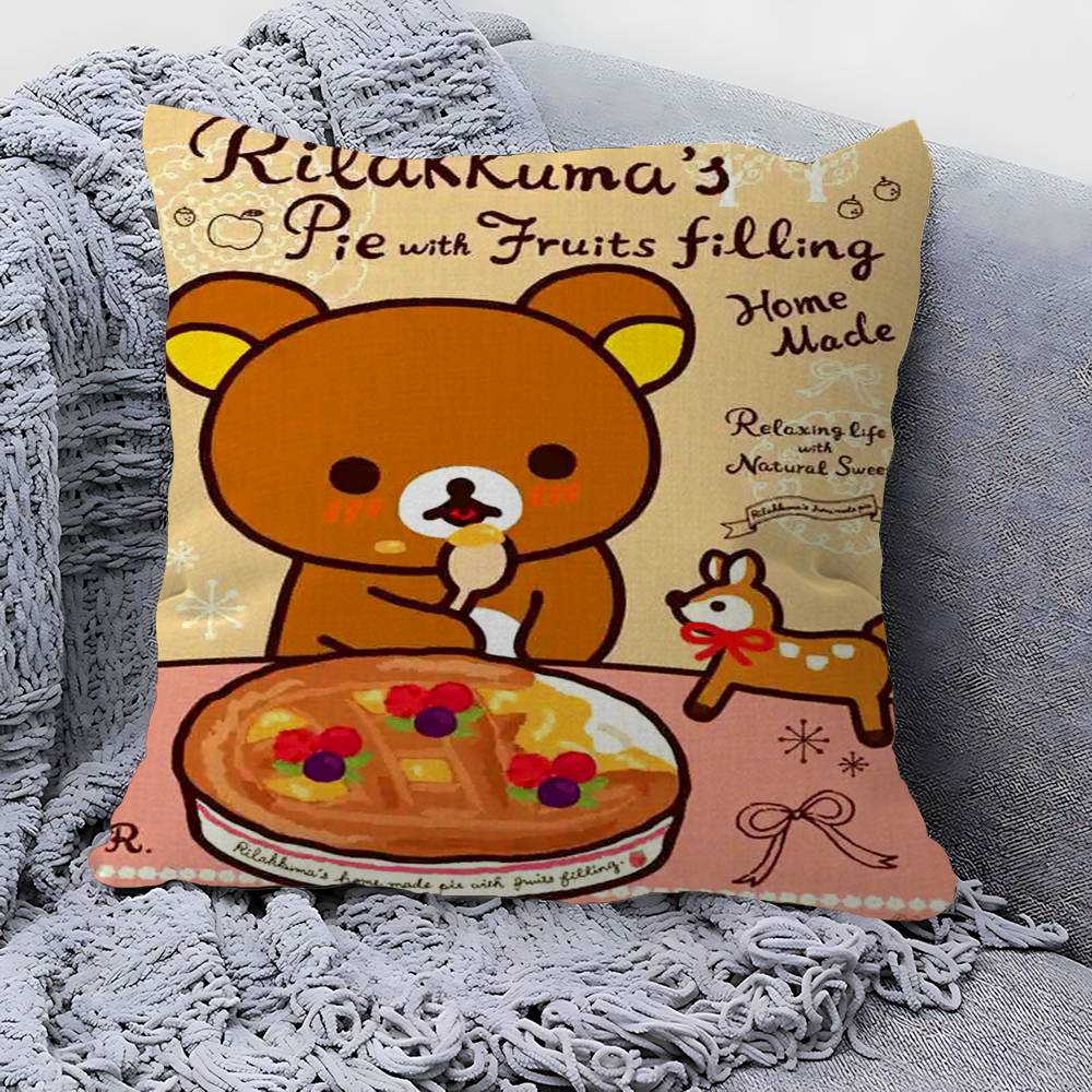 PC Cute Cartoon Rilakkuma Cushion Cover Inches Farmhouse Decor Home Throw Pillow Covers for Couch Decorations