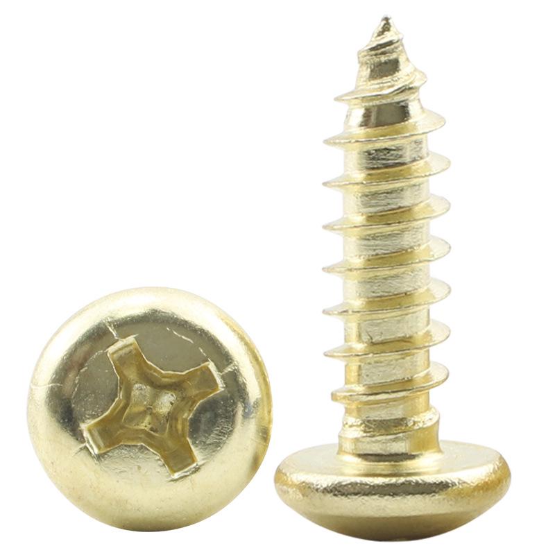 Gold-Plated Carbon Steel Self-Tapping Screws, Cross Round/Pan Head, Sizes M3/M3.5/M4