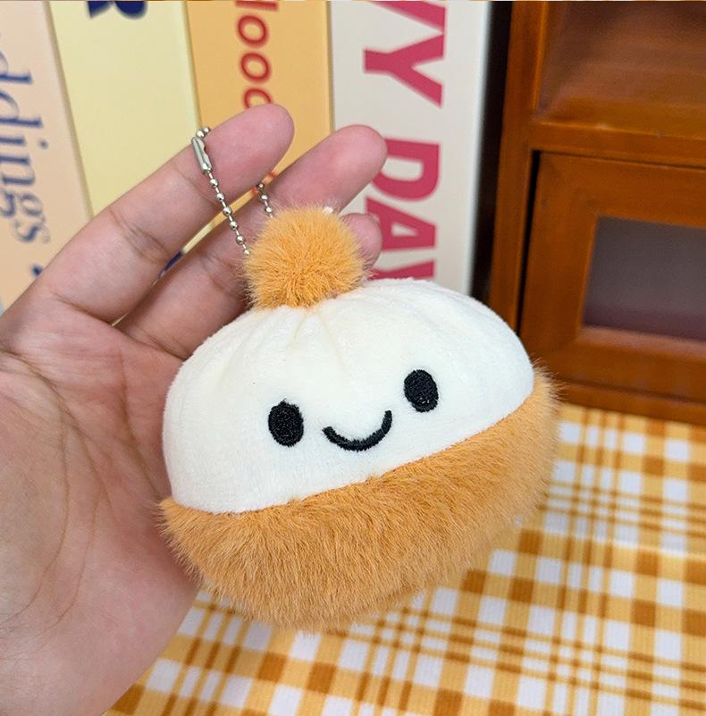 Cute Japanese Bun Food Doll Plush Keychain Backpack Decor Pendant Cartoon Soft Plush Bread Children Birthday Gift Keyring