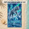 Leopard Theme Soft Beach Towel Personalized Custom Name Text Towel Portable for Beach Pool Travel