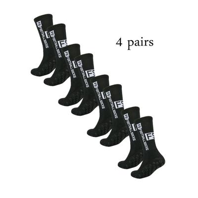 4 Pairs of New   Mid Tube Glued Football Socks for Sports Training and Competition, Non Slip and Breathable Socks