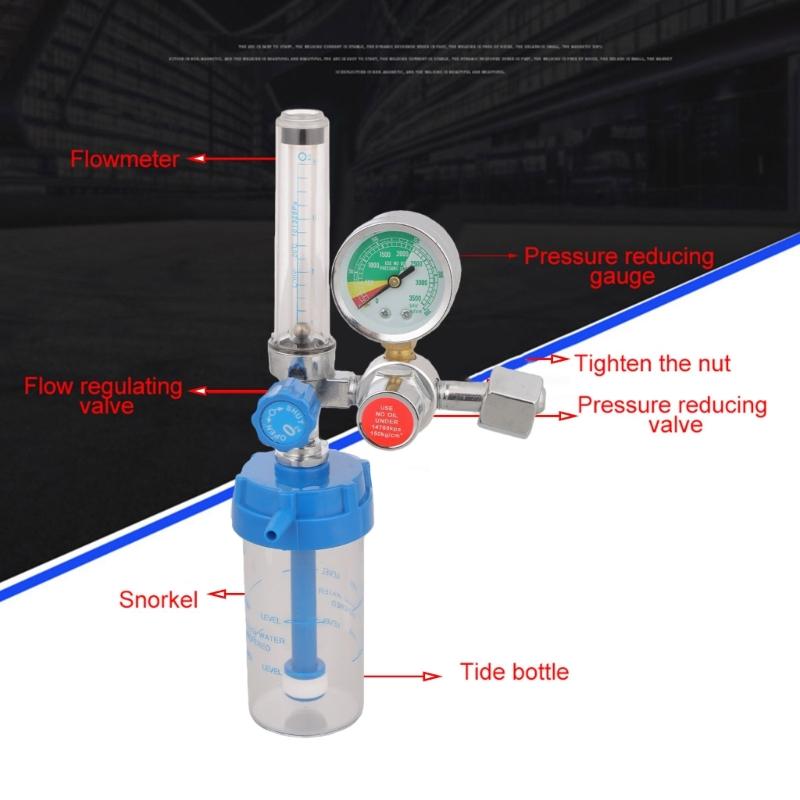 Buoy Type Oxygen Pressure Gas Regulator Inhaler G5/8" Thread O2 Pressure Reducer Oxygen Gauge Flow Meter Zinc Alloy