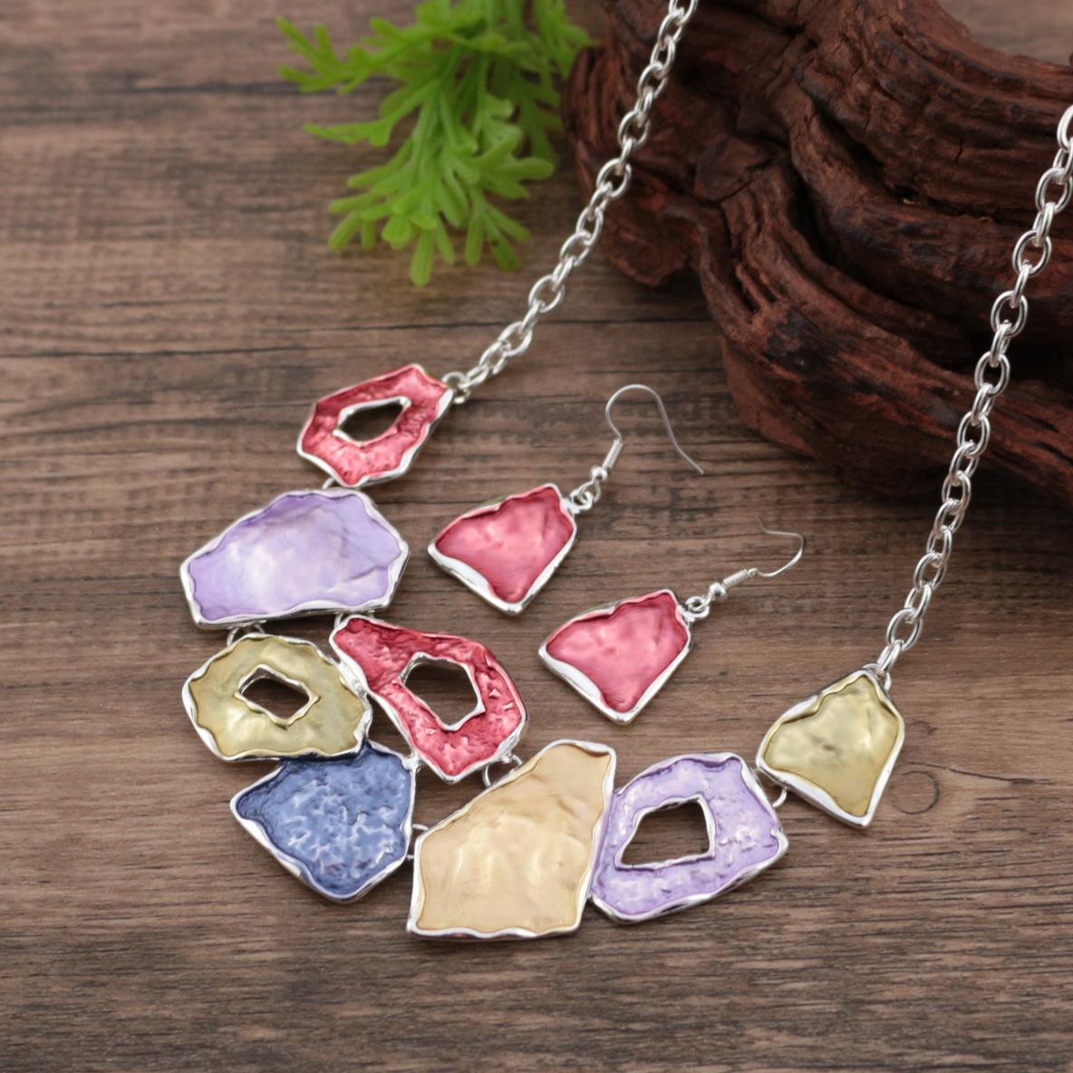 

Эксклюзивные серьги-квадраты с преувеличенной геометрией для масляной живописи, набор ожерелий, женское преувеличенное геометрическое ожерелье.