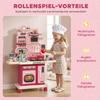 Play Kitchen, 33 PCS Kids Kitchen Playset with Lights, Sounds, Storage, Circulating Water Sink for 3-6 Years, Pink