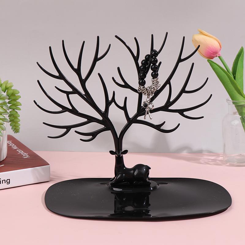 Deer Pendant Bracelet Jewelry Cases&Display Stand Tray Tree Storage Jewelry Black