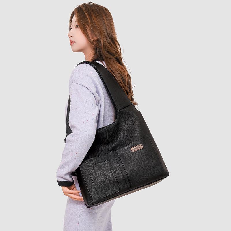 Korean Style Large Capacity Bucket Tote: Versatile Crossbody Shoulder Bag for Women - Autumn/Winter 2025