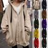 Women's Oversized Hooded Jackets Casual Full Zip Up Hoodies Sweatshirt Long Sleeve Boyfriends Outerwear With Pockets