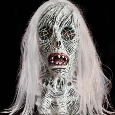 Horror Biochemical Zombie Film and Television Head Cover, White Hair Devil Mask