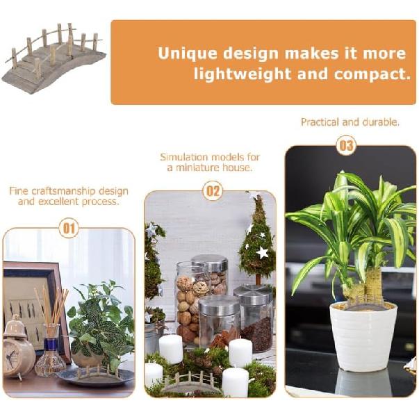 2Pcs Miniature Wooden Arch Bridge for Fairy Garden Accessories, Diy Mini House Decor, Compact 4.13 X 1.57 X 1.57 Inch Garden Ornament