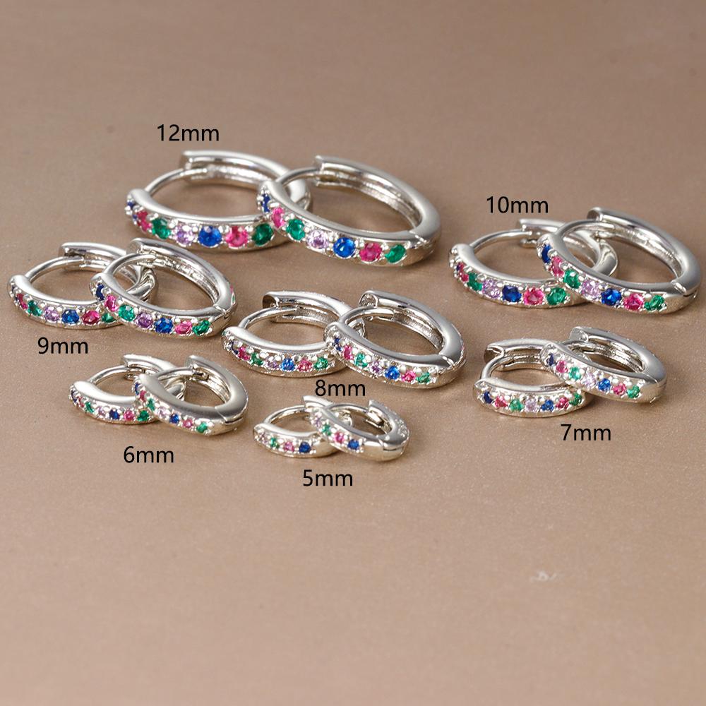 2PCS Minimal Crystal Zirconia Stainless Steel Hoop Earrings Small Huggie Thin Cartilage Earring Helix Tragus Piercing Jewelry