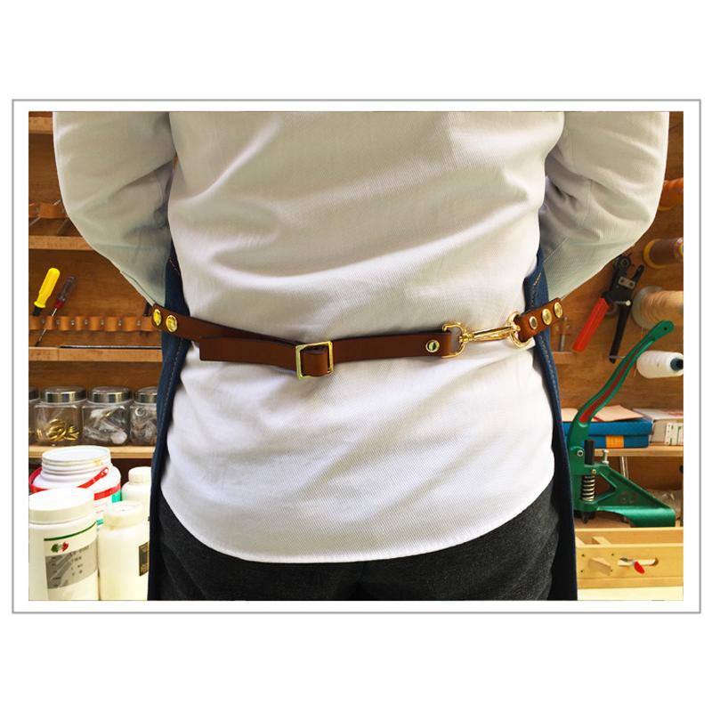 Pracovní džínová zástěra s bryndákem Kožený řemínek Barista Kuchař Holič Pocket Studio Uniforma