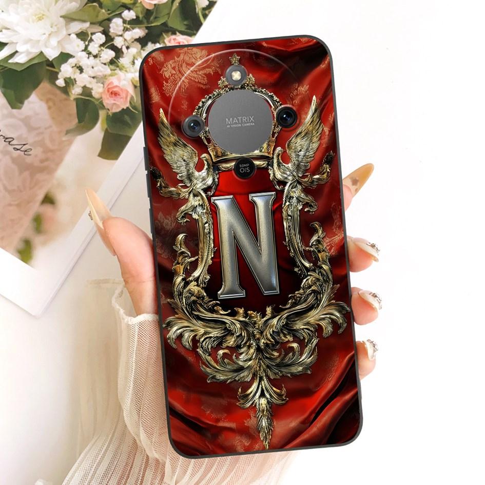 For Honor X9d Case MTN-NX1 Shockproof Cover Luxury Initial Letters Crown Soft Silicone Back Shell For HonorX9D Magic 8 Lite Capa