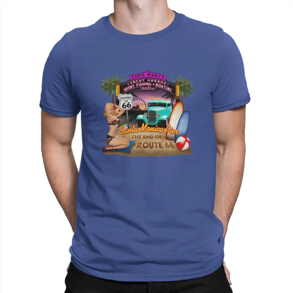 Famous Highway T-Shirt Men Vintage 66 Route Vintage 100% Cotton Tee Shirt Crew Neck Short Sleeve T Shirt New Arrival Clothes