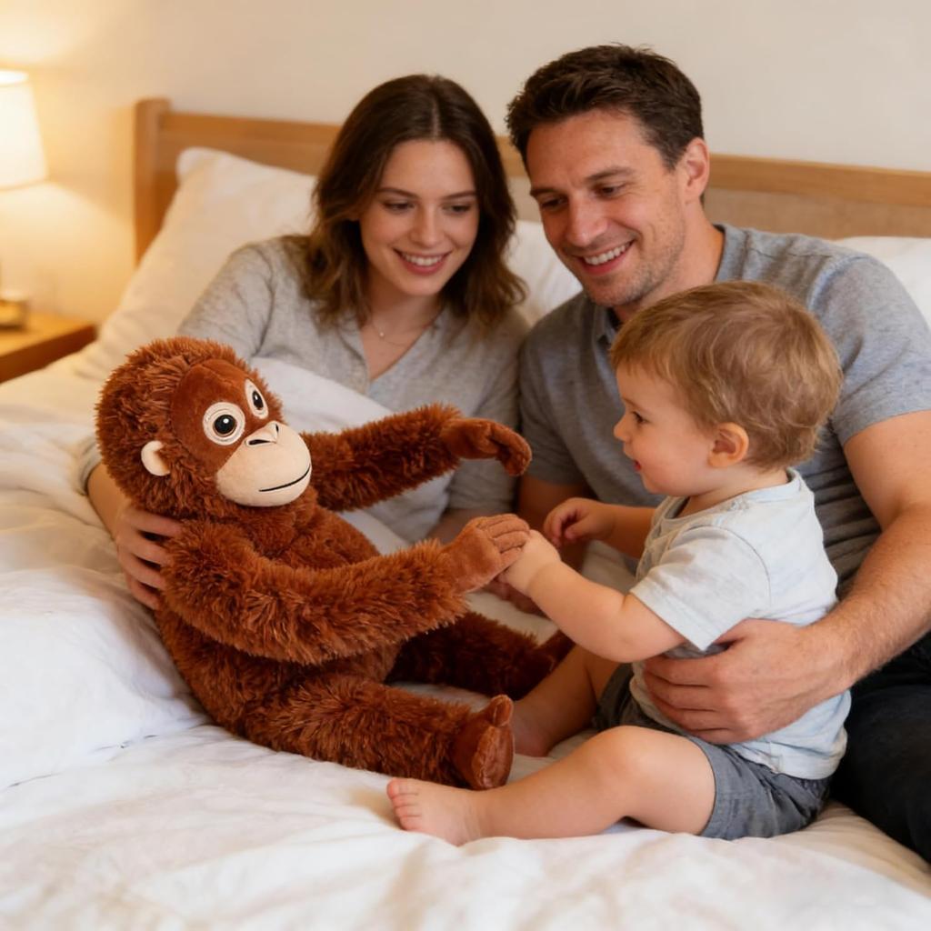 [Boxed Authentic Product] Orangutan Plush Toy, Doll, Cute, Gorilla, Monkey, Multiple Scenes, Realistic Expression, Perfect for Interior Decor and