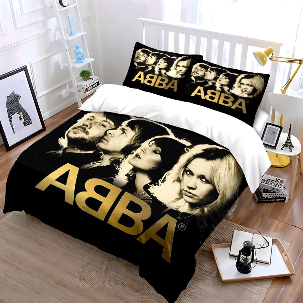 Golden ABBA Portrait Design Bedding Duvet Cover Set Duvet Cover Pillowcases  (1*Duvet Cover 2*Pillowcases, without duvet insert)