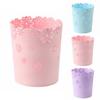 Mini Wastebasket 1.8 Gallons Small Pink Trash Can Room Decor Hollow Flower Shape Plastic Lidless Round Garbage Container Bin for Bathroom, Kitchen,