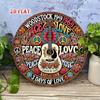 Retro 1960er-70er Frieden Liebe Musik Blechschild, 20x20 cm Vintage Metall Wandkunst für Haus Bar Café Dekoration