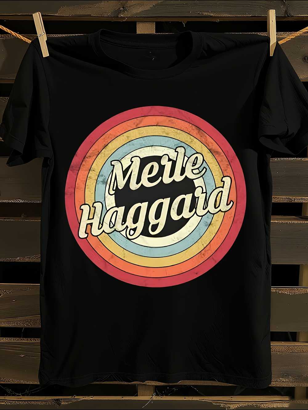 

Merle Haggard Country Music T-Shirt Mens Tshirt Womens Tshirts with Letters Print Short Sleeves T-Shirt Casual Street Tee Shirt Top L
