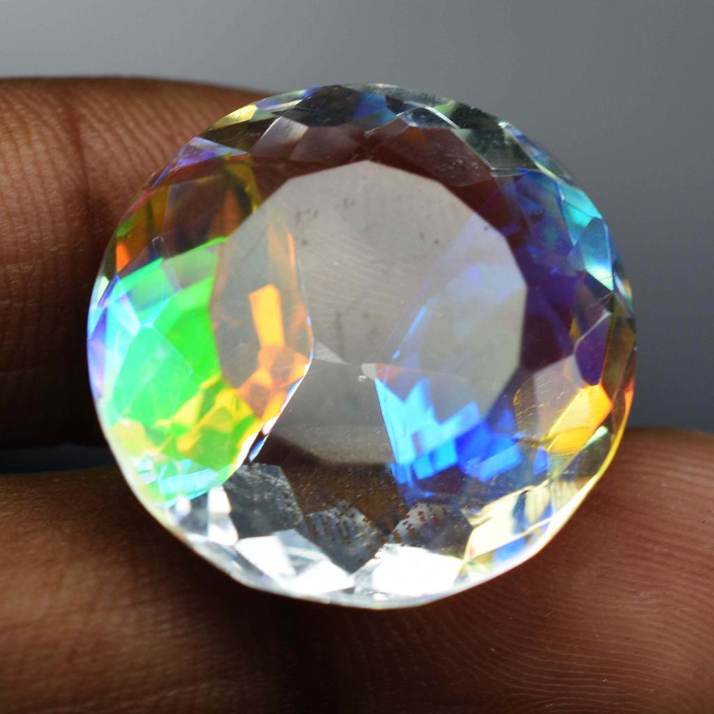 A++ Rainbow Mystic 24 Ct Topaz Round Cut Earring Size Loose Gemstone