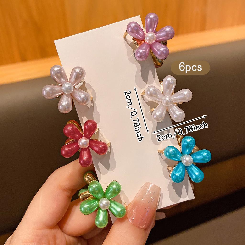 6 Colorful Small Flower Hair Clips with Sweet Wind Hair Claws Suitable for Daily Use As Hair Accessories